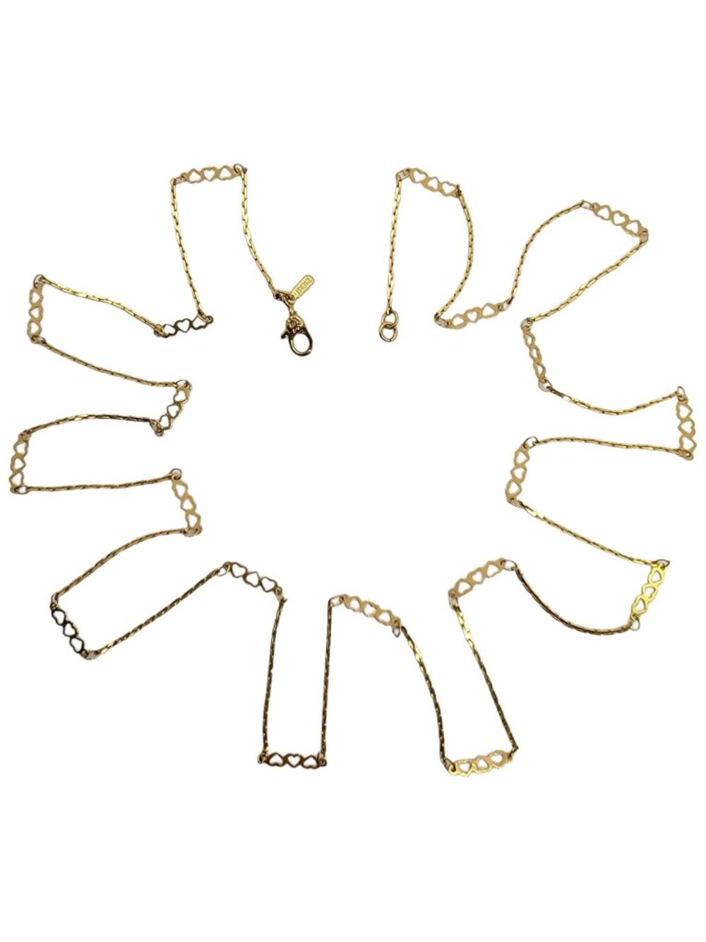 Monet Gold-Tone Heart Chain Necklace, Signed 30”